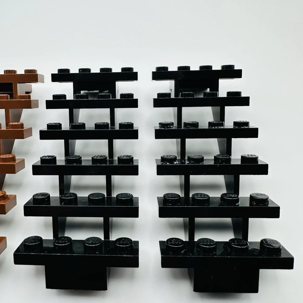 Lego Lot of 2 Brown & 2 Black Steps Stairs 30134 7x4x6 Straight Open Pre-owned‎
